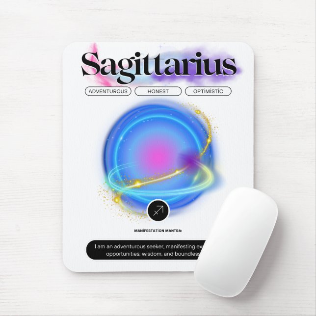 Modern Zodiac Sign Sagittarius Quote Element Fire Mouse Pad (With Mouse)