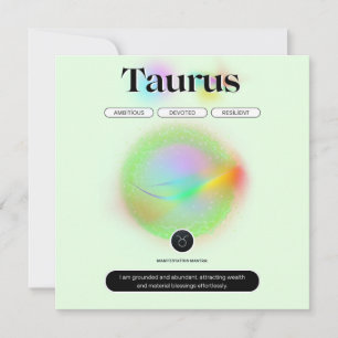 Modern Zodiac Sign Taurus Quote Earth Element Invitation