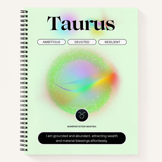 Modern Zodiac Sign Taurus Quote Earth Element Notebook (Front)