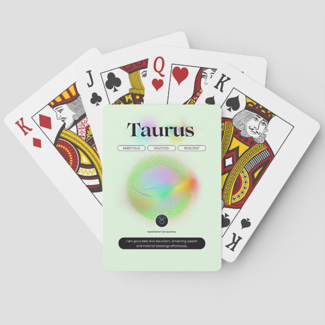 Modern Zodiac Sign Taurus Quote Earth Element Playing Cards (Back)