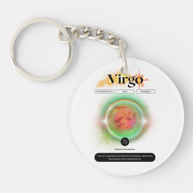Modern Zodiac Sign Virgo Quote Earth Element Keychain (Front)