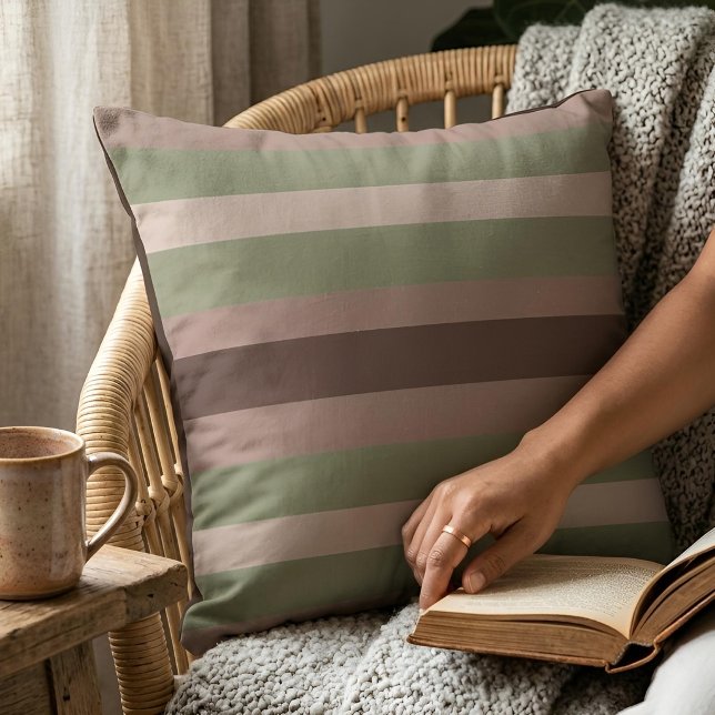Moderna Linear | Aged Sage & Tea Rose Throw Pillow (Lifestyle Shot)