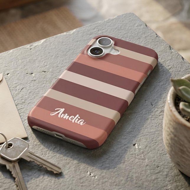 Moderna Linear | Antique Rose & Copper iPhone Case (Lifestyle Shot)