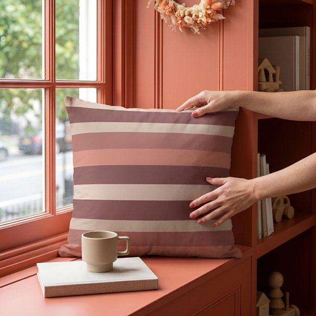 Moderna Linear | Antique Rose & Copper Throw Pillow (Creator Uploaded)