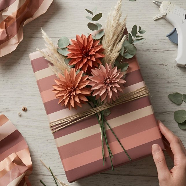 Moderna Linear | Antique Rose & Copper Wrapping Paper (Lifestyle Shot)