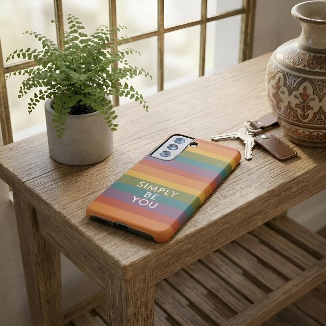 Moderna Linear | MCM Rainbow Be You Samsung Galaxy S22 Case (Lifestyle Shot)