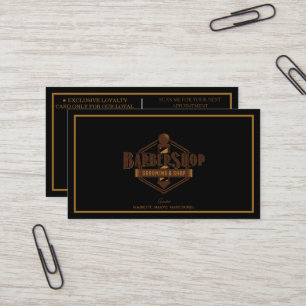 ModernBarbershop Barber Pole Elegant Black Loyalty Business Card