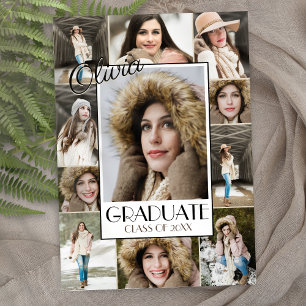 Moderne 11 Photo Collage Faire-part de graduation