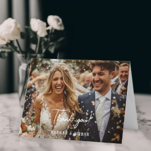 Moderne, 1 photo, écriture, mariage" Merci "