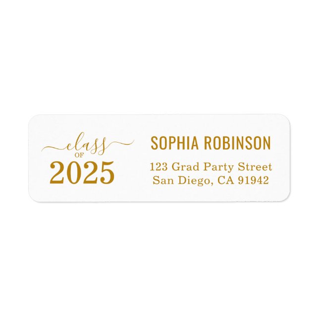 Moderne 2025 Gold Script Typographie Graduation (Devant)