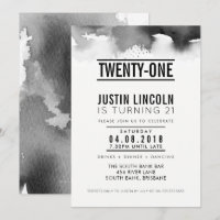 MODERNE 21E anniversaire INVITATION type noir