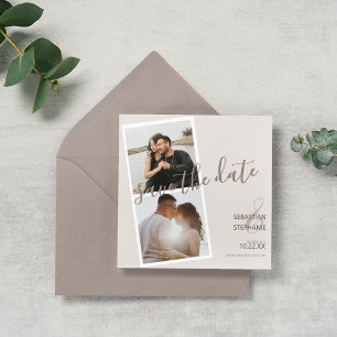 Moderne 2 Bande photo FAIRE-PART FIANÇAILLES