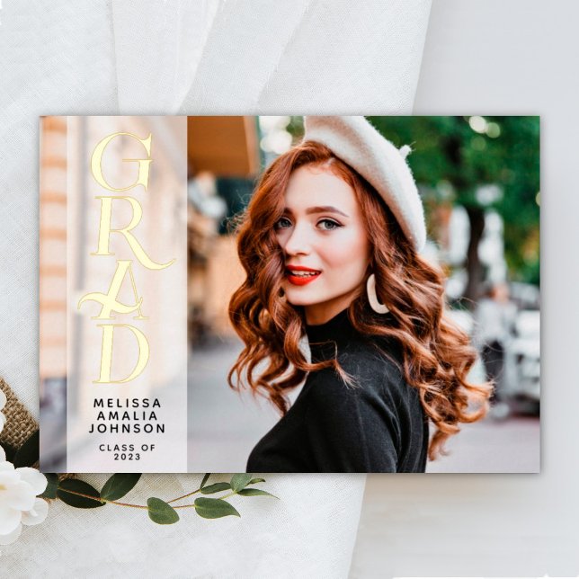 Moderne 2 photo Graduation vrai feuille faire-part (Créateur téléchargé)