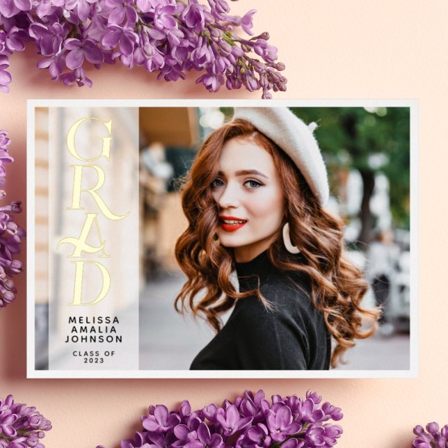 Moderne 2 photo Graduation vrai feuille faire-part (Créateur téléchargé)