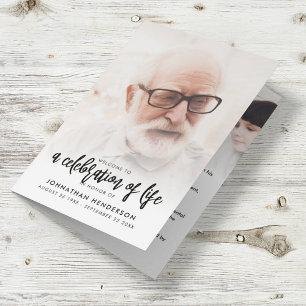 Moderne 3-Photo Celebration of Life Programme & Bi