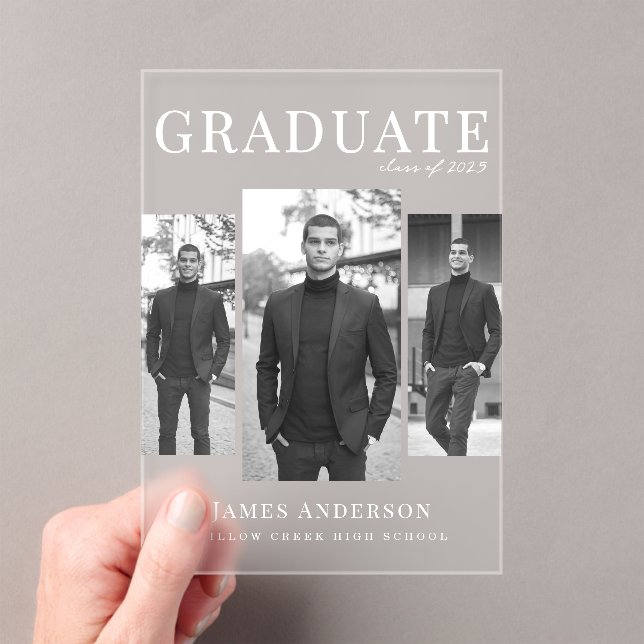 Moderne 3 photo Faire-part diplômé (In situ (ordinateur de poche))