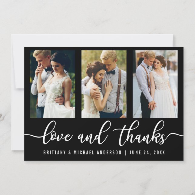 Moderne 3 Photo Mariage Amour et Merci (Devant)