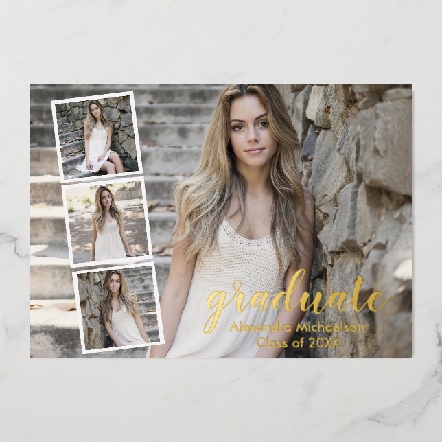 Moderne 4 Faire-part de diplôme photo (Recto)