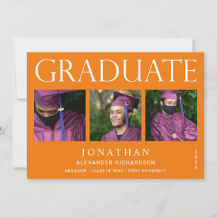 Moderne 4 Faire-part de graduation photo - Orange