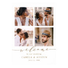 Moderne 4 Photo Collage Gold Mariage Affiche de bi