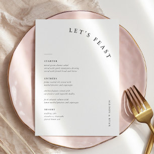 Moderne 5x7" Fêtons les cartes de menu Mariage