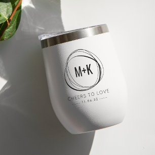 Moderne Abstrait Monogramme de mariage Faveur