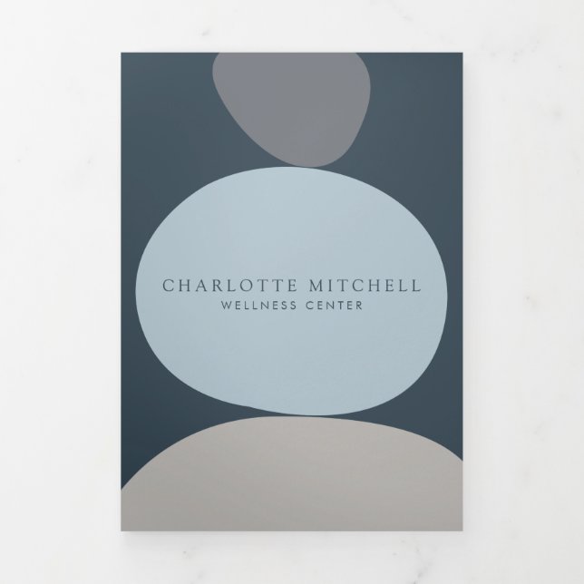 Moderne Abstrait Zen Stones Blue Wellness Brochure (Page de couverture)