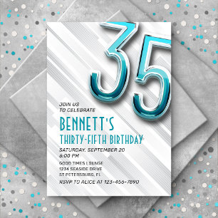 Moderne Adulte Turquoise 35e Invitation anniversai