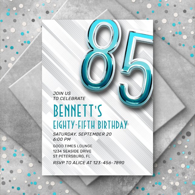 Moderne Adulte Turquoise 85e Invitation anniversai (Créateur téléchargé)