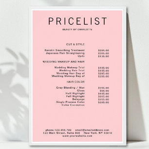 Moderne, Affiche de liste de prix