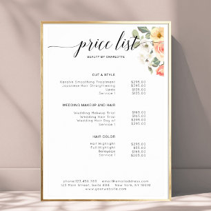 Moderne, Affiche de liste de prix florale