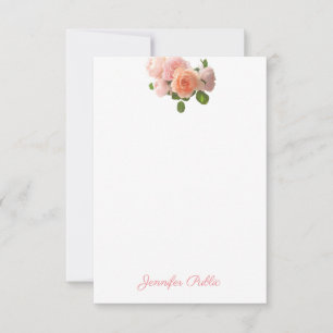 Moderne Aquarelle Rose Modèle écrit à la main Chic