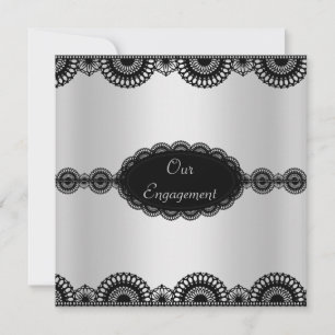 MODERNE ARGENT NOIR ENGAGEMENT PARTIE INVITATION