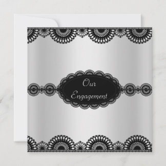 MODERNE ARGENT NOIR ENGAGEMENT PARTIE INVITATION