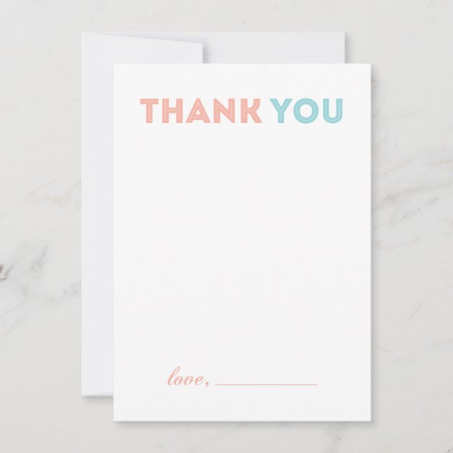 Moderne Baby shower fille - Merci carte de note (Devant)