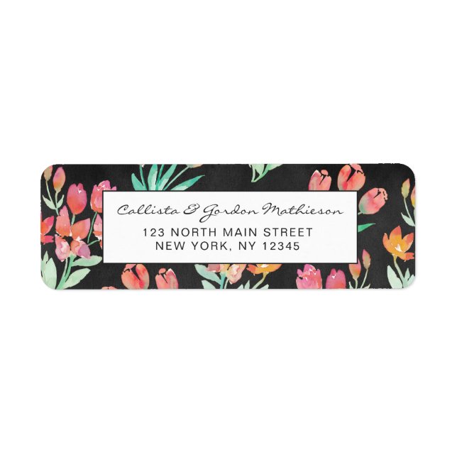 Moderne Black Orange Rouge Tulips Floral Aquarelle (Devant)