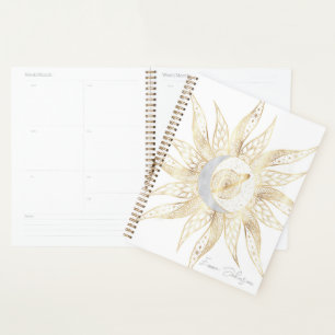 Moderne Blanc Or Soleil Lune Planète Universe Mand