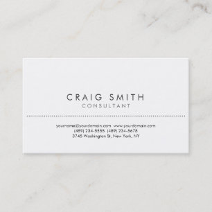 Moderne Blanc Simple Consultant Carte de visite