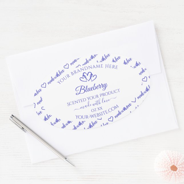 Moderne Bleu Blanc Cloud Produit Coeurs Étiquette (Enveloppe)