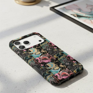 Moderne bleu rose or liquide encre marbre esthétiq