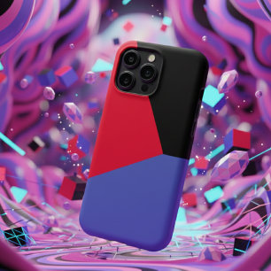 Moderne Bloc de Couleurs Rouge et Bleu Géométrique