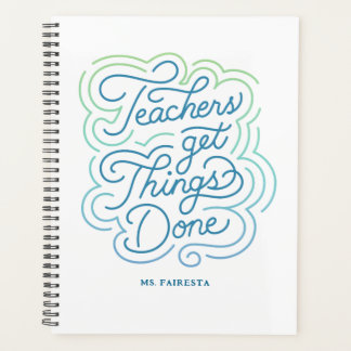 Moderne Blue Green Swirl Enseignants Obtenez des c