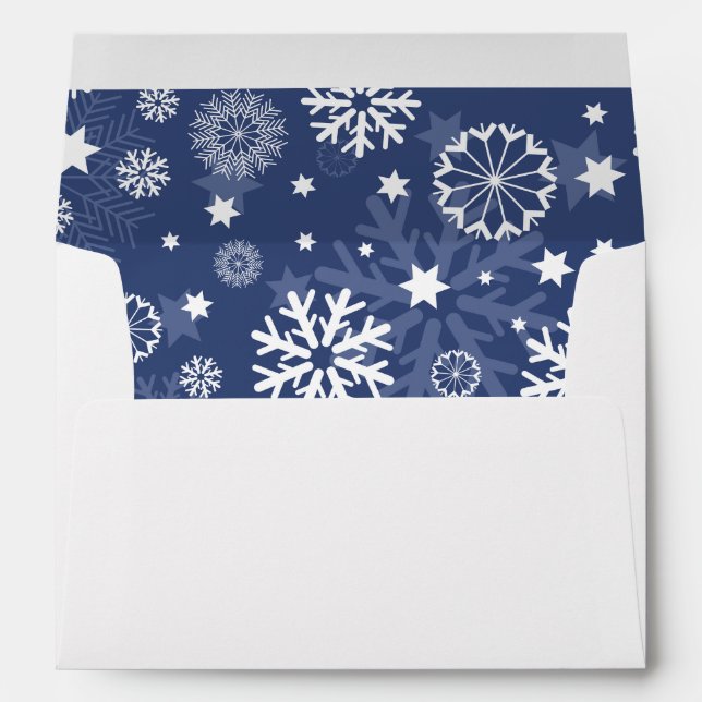 Moderne Blue Snowflake Enveloppe de Noël (Dos (Bas))