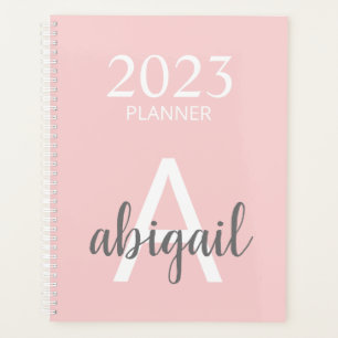 Moderne Blush Pink Simple Monogramme Nom 2023