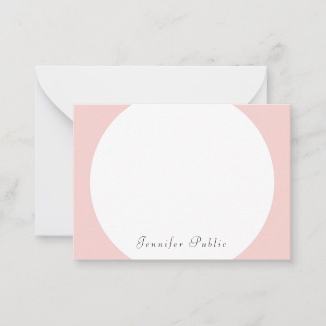Moderne Blush rose blanc Script Modèle Élégant (Devant)