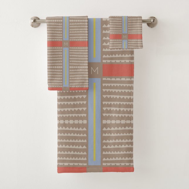 Moderne Boho Ethnique géométrique Multi Khaki (En situation)