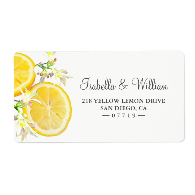 Moderne Boho Lemon Branch Mariage d'été Adresse (Devant)
