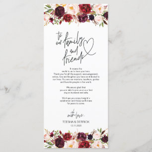 Moderne Bourgogne Cadre Carte de remerciements