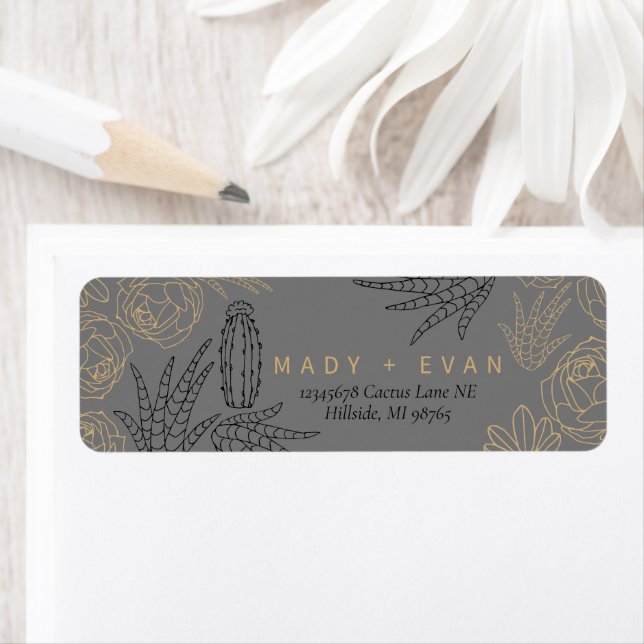 Moderne Cactus Floral Gold Grey (En situation)