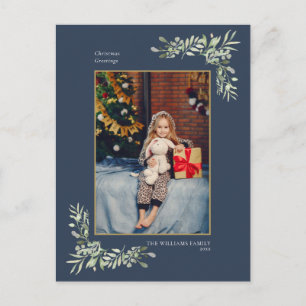 Moderne carte de Noël photo or géométrique et verd